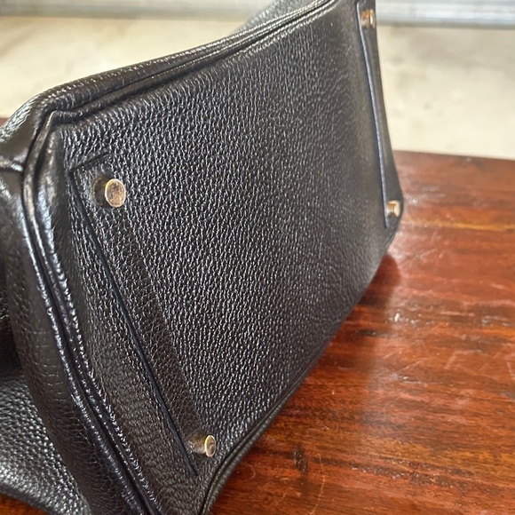 Designer inspired Birkin Tote bag Elegant Black Leather Bag - Picture 9 of 9